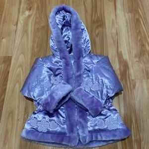 [NWOT] Casual Time Girl's Faux Fur Trim Winter Hoodie Jacket Purple - Size 2T